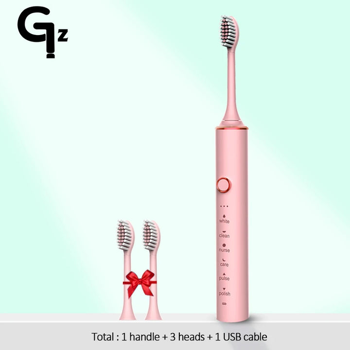 New N100 Sonic Electric Toothbrush Adult Timer Brush 6 Mode USB Charger Rechargeable Tooth Brushes Replacement Heads Set