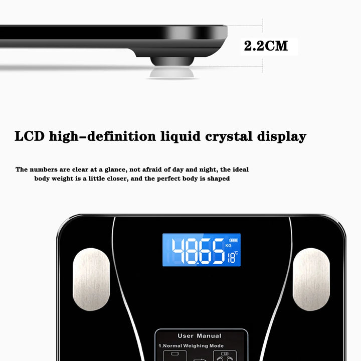 Body Fat Scale Smart Wireless Digital Bathroom Weight Scale Body Composition Analyzer With Smartphone App Bluetooth-compatible