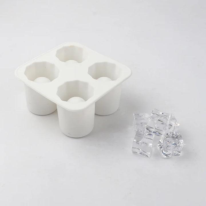 Silicone Ice Cube Mold Four Hole Press Ice Block Maker Creative Round Cup Shape Ice Molds for Whiskey Beer Bar Kitchen Tools