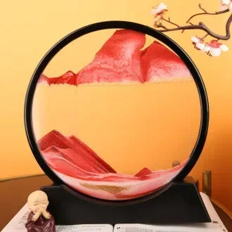 3D Hourglass Figurine Flowing Sand Painting Sculpture Moving Sand Art Picture Round Glass Statue Desk Decoration Home Ornament