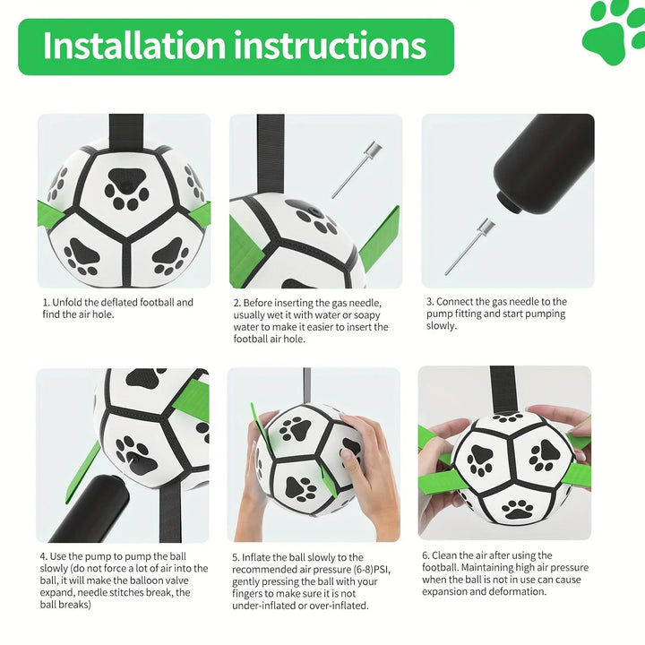 1 Pcs Interactive Dog Toys for Tug of War, Dog Soccer Ball with Straps for Indoor/Outdoor, Dog Tug Toy Sturdy Dog Ball Fetch Toy