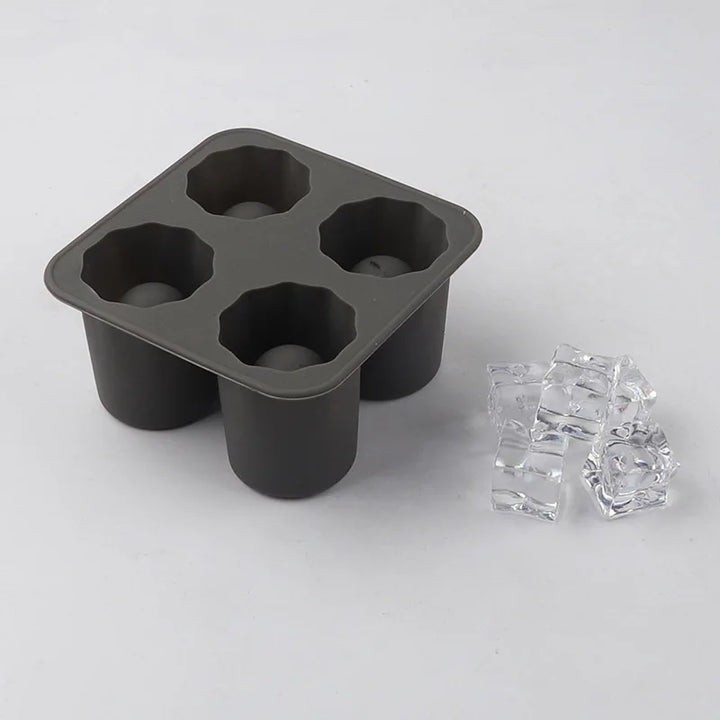 Silicone Ice Cube Mold Four Hole Press Ice Block Maker Creative Round Cup Shape Ice Molds for Whiskey Beer Bar Kitchen Tools