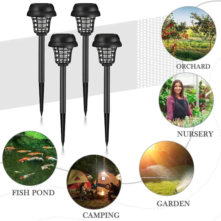 Solar Mosquito Killer With 2 Light Mode Outdoor Waterproof Led Light Bug Zapper Mosquito Trap Lamps For Garden Lawn Camping