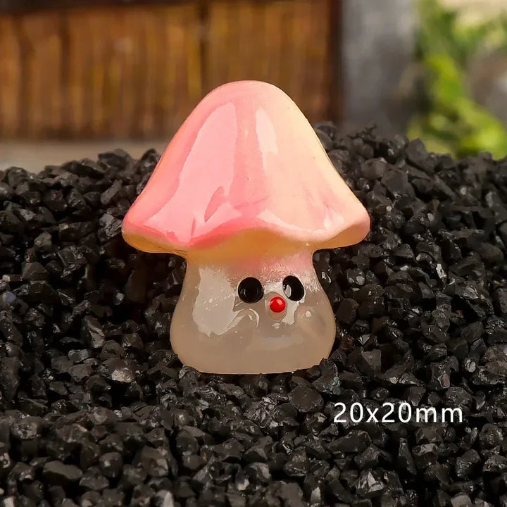 6PCS Miniatures Cartoon Mushrooms Fairy Garden Decoration Luminous Mini Cute Mushroom Moss Micro Landscape Accessories