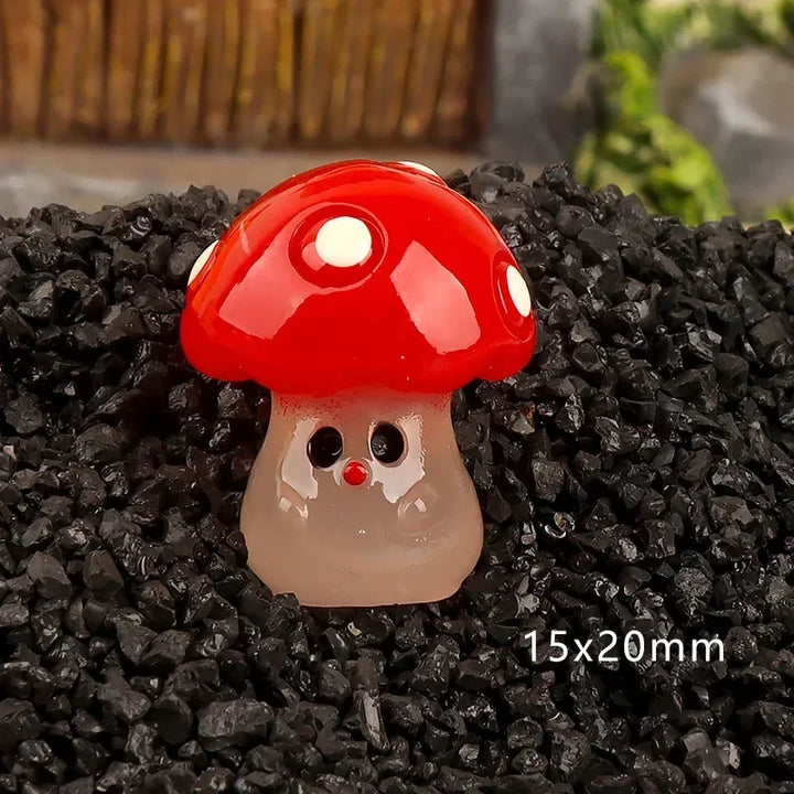 6PCS Miniatures Cartoon Mushrooms Fairy Garden Decoration Luminous Mini Cute Mushroom Moss Micro Landscape Accessories