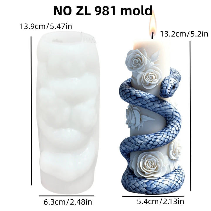 DIY Spiral snake relief long pole candle silicone mold bent snake spiral cylinder resin mould snake relief cement gypsum molds