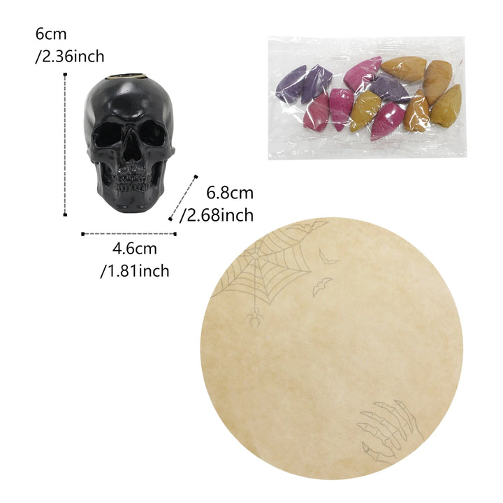 1 black skull incense burner bracket, reflux incense burner, burner resin skull incense burner waterfall, incense burner home de