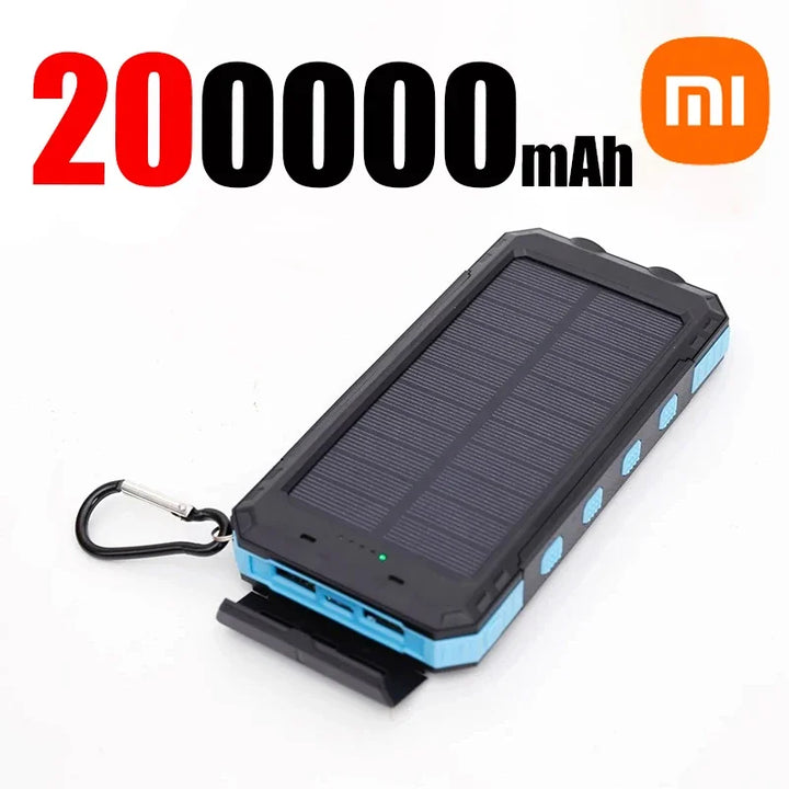 Xiaomi 200000mAh Large Capacity Solar PowerBank Portable With Lanyard Compass External Battery Outdoor Camping Fast Charging