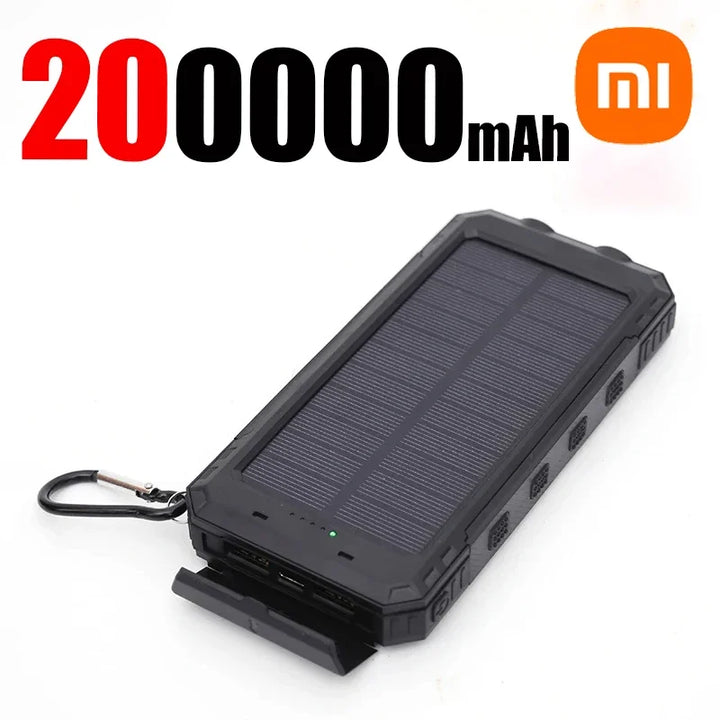 Xiaomi 200000mAh Large Capacity Solar PowerBank Portable With Lanyard Compass External Battery Outdoor Camping Fast Charging