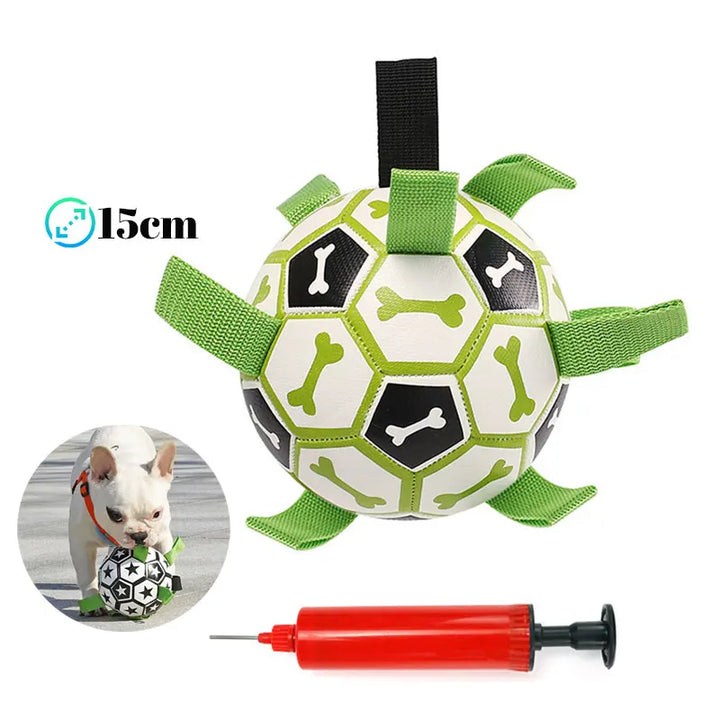1 Pcs Interactive Dog Toys for Tug of War, Dog Soccer Ball with Straps for Indoor/Outdoor, Dog Tug Toy Sturdy Dog Ball Fetch Toy