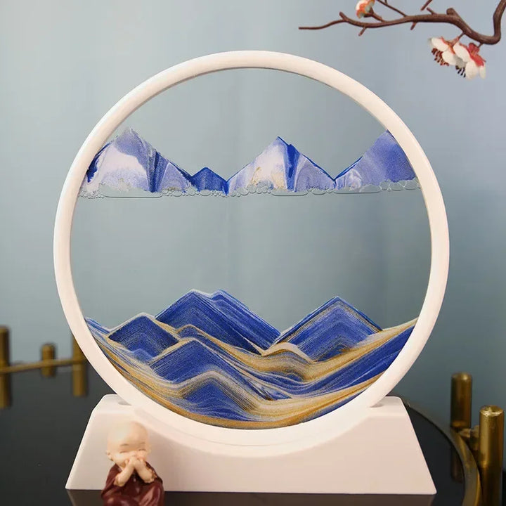 3D Hourglass Figurine Flowing Sand Painting Sculpture Moving Sand Art Picture Round Glass Statue Desk Decoration Home Ornament