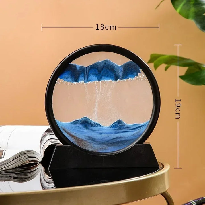 3D Hourglass Figurine Flowing Sand Painting Sculpture Moving Sand Art Picture Round Glass Statue Desk Decoration Home Ornament