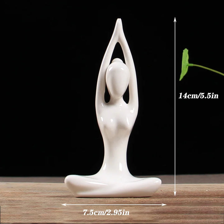 12 Styles Abstract Figure Art Ceramic Yoga Poses Figurine Porcelain Lady Statue Home Yoga Study Studio Decor Ornament  Sculpture