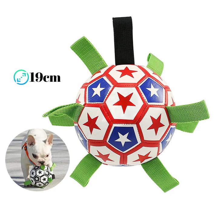 1 Pcs Interactive Dog Toys for Tug of War, Dog Soccer Ball with Straps for Indoor/Outdoor, Dog Tug Toy Sturdy Dog Ball Fetch Toy
