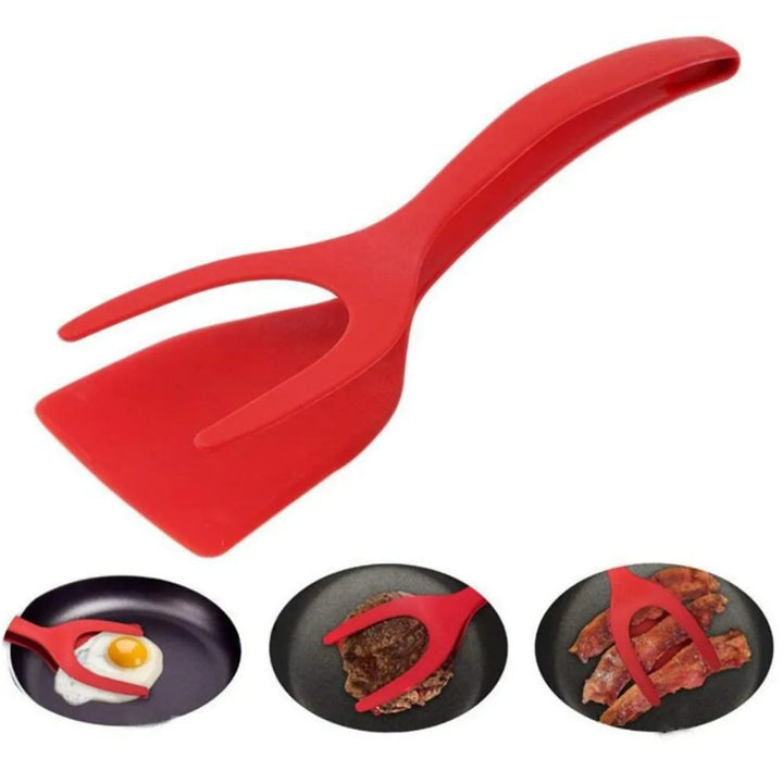 2 in 1 Nylon Grip Flip Tongs Egg Spatula Tongs Steak Spatula Tongs Clamp Pancake Fried Turners Kitchen Accessories Kitchen Items