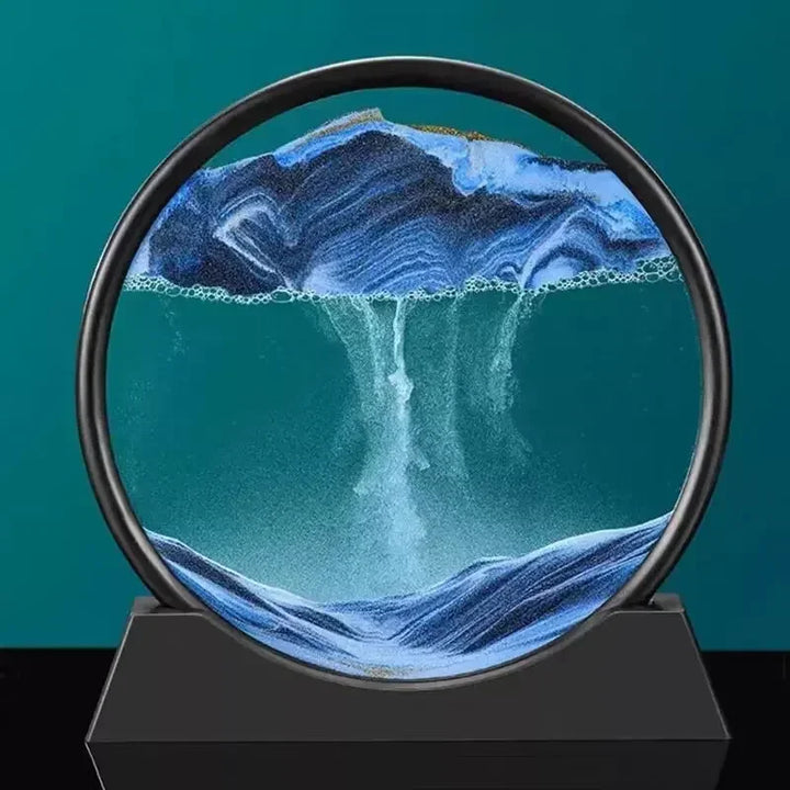 3D Hourglass Figurine Flowing Sand Painting Sculpture Moving Sand Art Picture Round Glass Statue Desk Decoration Home Ornament