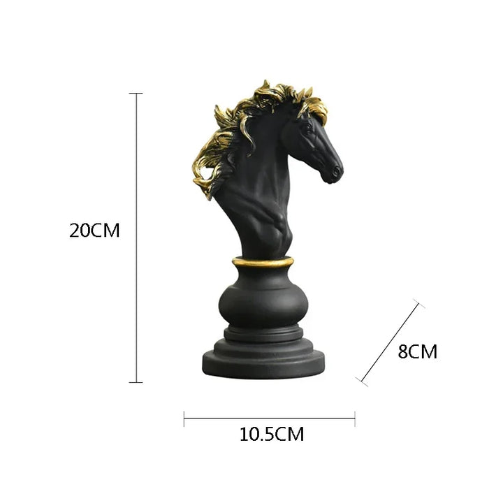 Resin Retro Chess Figurine Black White Chess Pieces King Queen Knight Sculpture for Home Desktop Living Room Cabinet Decoration