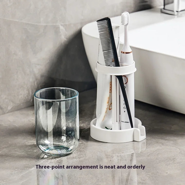 Toothbrush Holder With Dust Cover Drainage Design Plastic Multifunctional Bathroom Organizer For Cups Home Essentials