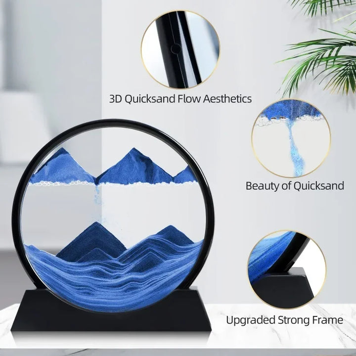 3D Hourglass Figurine Flowing Sand Painting Sculpture Moving Sand Art Picture Round Glass Statue Desk Decoration Home Ornament
