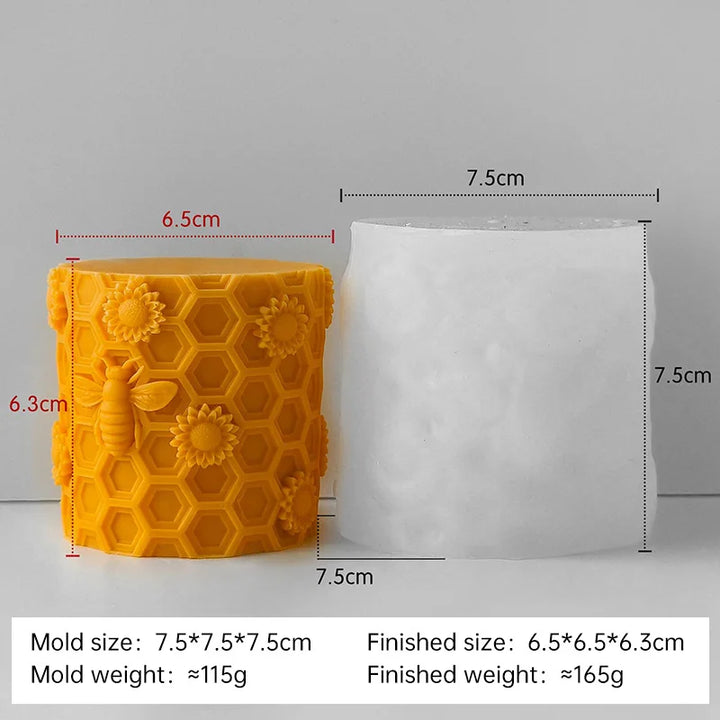 DIY Honeycomb Bee Cylinder Silicone Mold Handmade Aroma Candle Plaster Ornament Mould Soap Candle Making Supplies