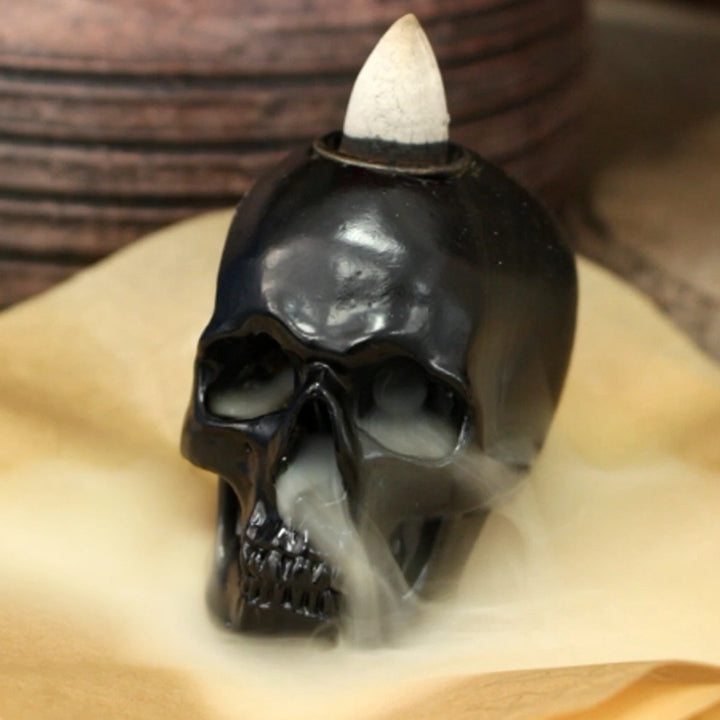 1 black skull incense burner bracket, reflux incense burner, burner resin skull incense burner waterfall, incense burner home de