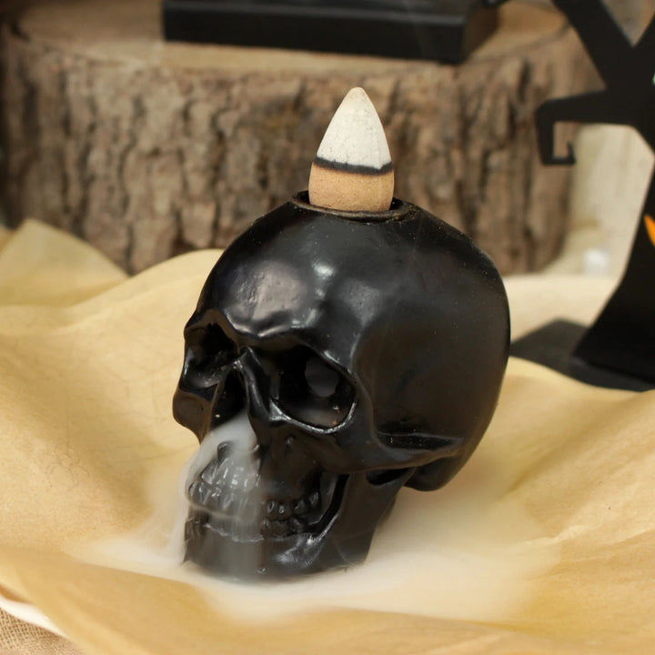 1 black skull incense burner bracket, reflux incense burner, burner resin skull incense burner waterfall, incense burner home de