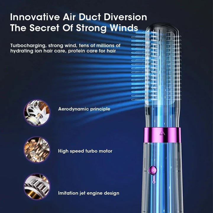 Multifunction Hair Dryer 5 in 1 Hot Air Comb Automatic Curling Rod Straight Hair Comb Hair Dryer Salon Style Tool Fast Dry
